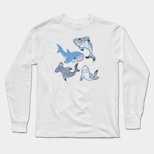 Cute Swimming Sharks Pattern Long Sleeve T-Shirt